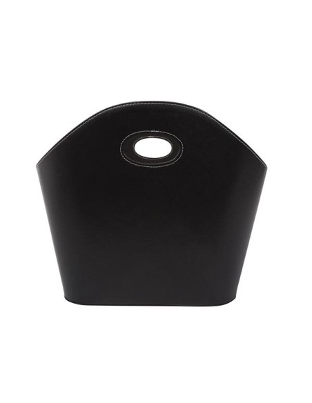 PANIER À BÛCHES - ASPECT CUIR NOIR - 56 x 43 x 35 cm