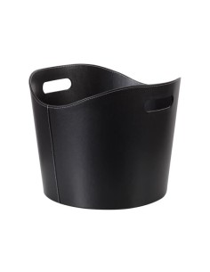 HOUTMAND - ZWART LEDERASPECT - 31 x ø 39 cm