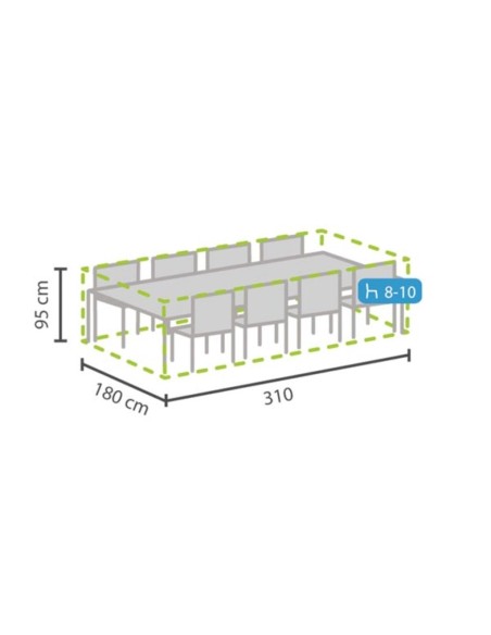 Housse d'extérieur pour ensemble de jardin rectangulaire - XXL
