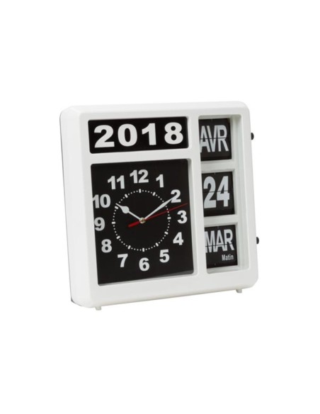 HORLOGE MURALE À CHIFFRES SAUTANTS AVEC CALENDRIER - 31 x 31 cm - FRANÇAIS