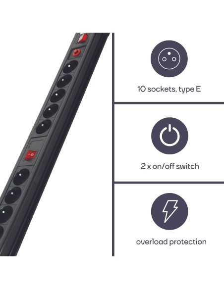 10-WAY SOCKET-OUTLET WITH OVERLOAD PROTECTION - PIN EARTH