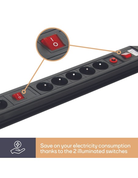 10-WAY SOCKET-OUTLET WITH OVERLOAD PROTECTION - PIN EARTH