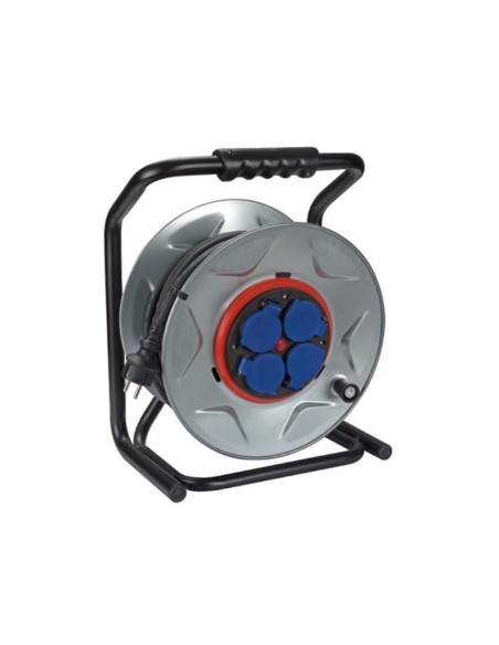 PROFESSIONAL NEOPRENE CABLE REEL WITH ANTI-TWIST SYSTEM - 40 m - 3G2.5 - 4 SOCKETS - FRENCH SOCKET
