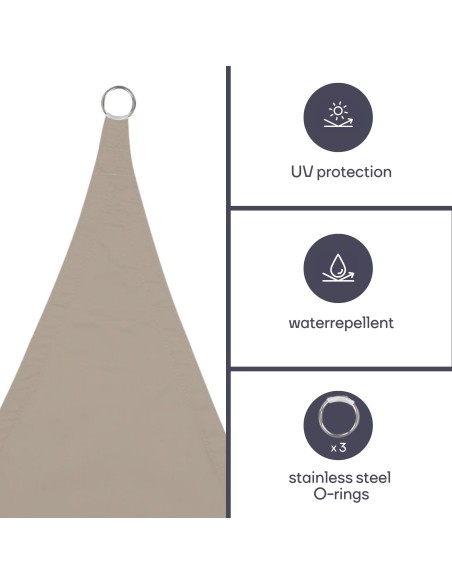 SHADE SAIL - TRIANGLE - 5 x 5 x 5 m - COLOUR: CREAM