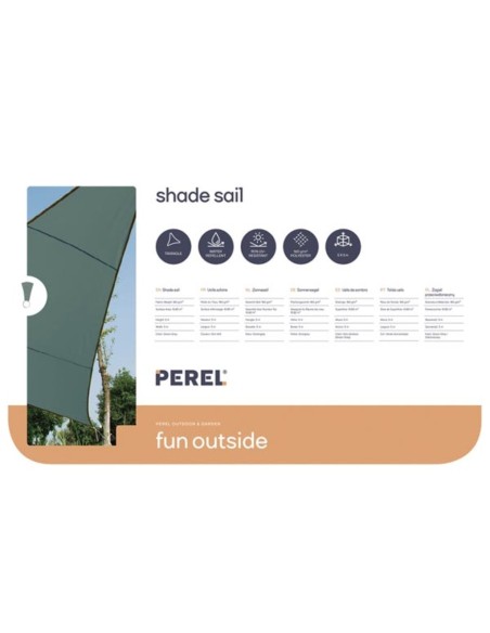 VOILE SOLAIRE - TRIANGLE - 5 x 5 x 5 m - COULEUR : GRIS VERT