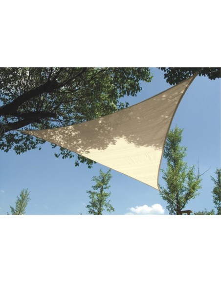 WATER-PERMEABLE SHADE SAIL - TRIANGLE - 5 x 5 x 5 m - COLOUR: CHAMPAGNE