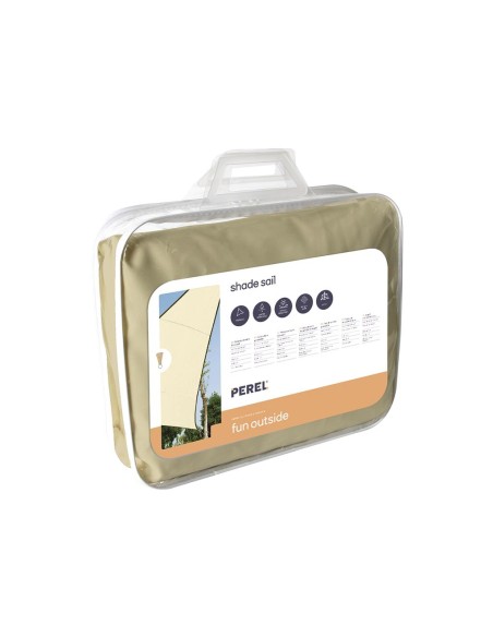 WATER-PERMEABLE SHADE SAIL - TRIANGLE - 5 x 5 x 5 m - COLOUR: CHAMPAGNE
