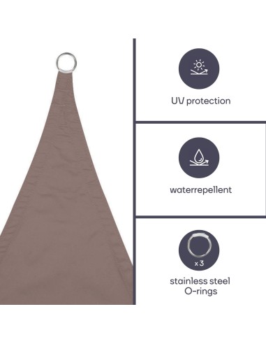 ZONNEZEIL - DRIEHOEK - 5 x 5 x 5 m - KLEUR: TAUPE