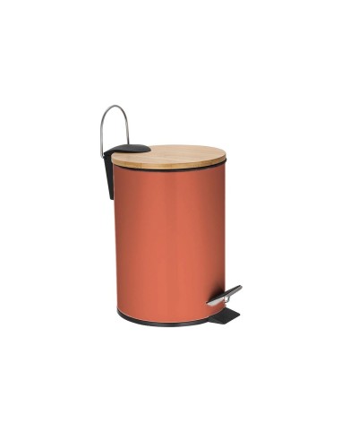 Pedaalemmer - 3 l - Terracotta metaal - Bamboe deksel