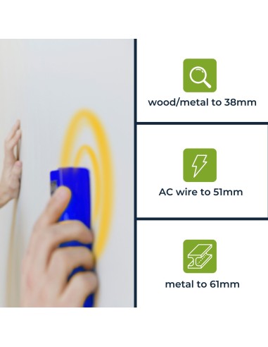 Detector suitable for wood, ferrous metal an AC...