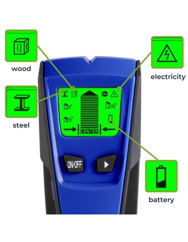 Detector suitable for wood, ferrous metal an AC...