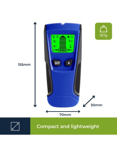 Detector suitable for wood, ferrous metal an AC...