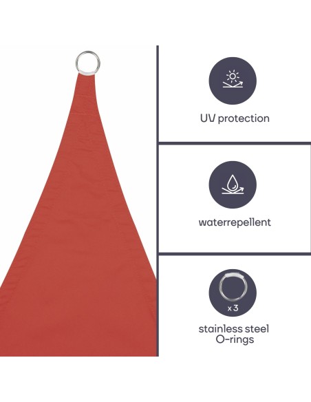 SHADE SAIL - TRIANGLE - 5 x 5 x 5 m - COLOUR: TERRACOTTA