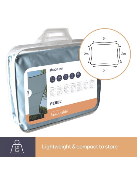 SHADE SAIL - RECTANGULAR - 2 x 3 m - COLOUR: LIGHT SLATE GREY