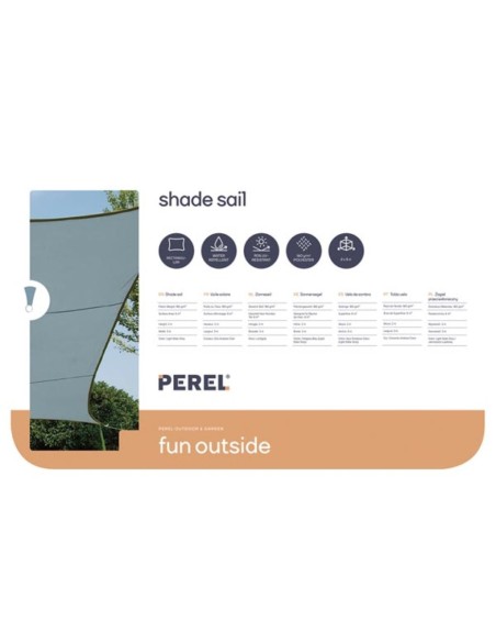 SHADE SAIL - RECTANGULAR - 2 x 3 m - COLOUR: LIGHT SLATE GREY