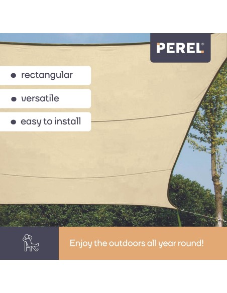 SONNENSEGEL - RECHTECKIG - 2 x 3 m - FARBE: CREMEWEIß