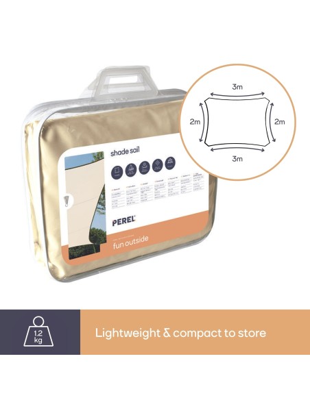 SONNENSEGEL - RECHTECKIG - 2 x 3 m - FARBE: CREMEWEIß
