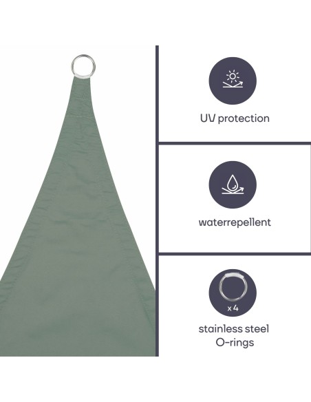 SHADE SAIL - RECTANGULAR - 2 x 3 m - COLOUR: GREEN GREY