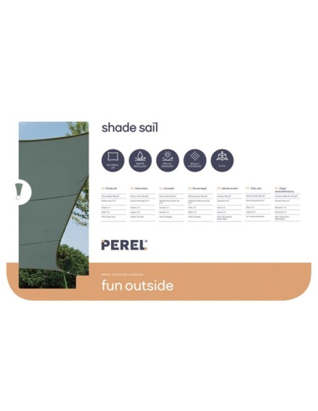 SHADE SAIL - RECTANGULAR - 2 x 3 m - COLOUR: GREEN GREY