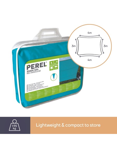 ZONNEZEIL - RECHTHOEK - 4 x 3 m - KLEUR: HEMELSBLAUW