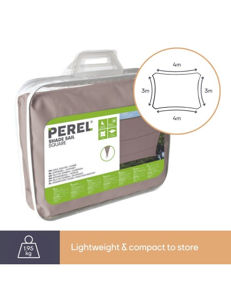 VOILE SOLAIRE - RECTANGULAIRE - 4 x 3 m - COULEUR: GRIS TAUPE