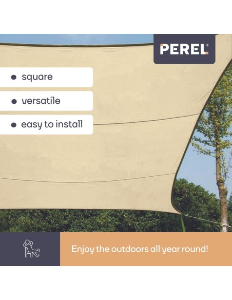 SHADE SAIL - SQUARE - 5 x 5 m - COLOUR: CREAM