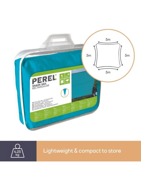 SONNENSEGEL - QUADRATISCH - 5 x 5 m - FARBE: HIMMELBLAU