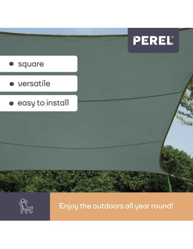 SHADE SAIL - SQUARE - 5 x 5 m - COLOUR: GREEN GREY
