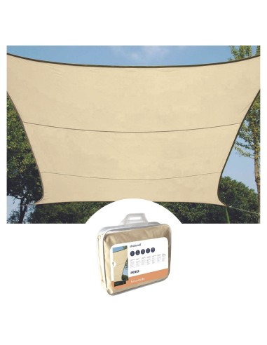 WATER-PERMEABLE SHADE SAIL - SQUARE - 5 x 5 m - COLOUR: CHAMPAGNE