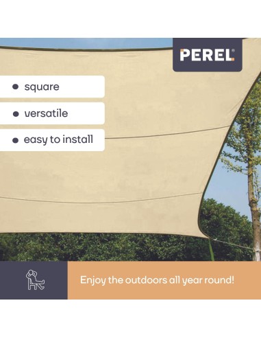 WATER-PERMEABLE SHADE SAIL - SQUARE - 5 x 5 m -...
