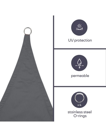 VOILE SOLAIRE PERMÉABLE - CARRÉ - 5 x 5 m - COULEUR: ANTHRACITE