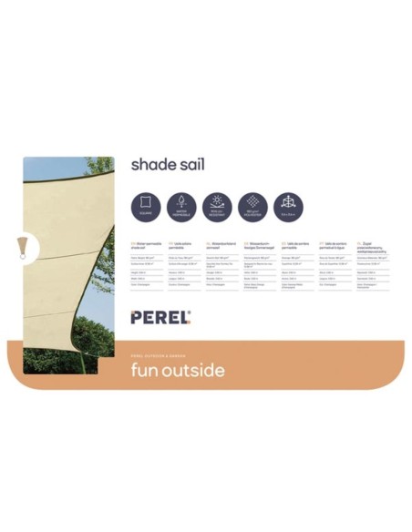 WATERDOORLATEND ZONNEZEIL - VIERKANT - 3.6 x 3.6 m - KLEUR: CHAMPAGNE