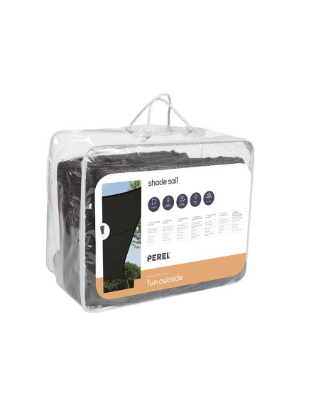 WASSERDURCHLÄSSIGES SONNENSEGEL - QUADRATISCH - 3.6 x 3.6 m - FARBE: CHARCOAL