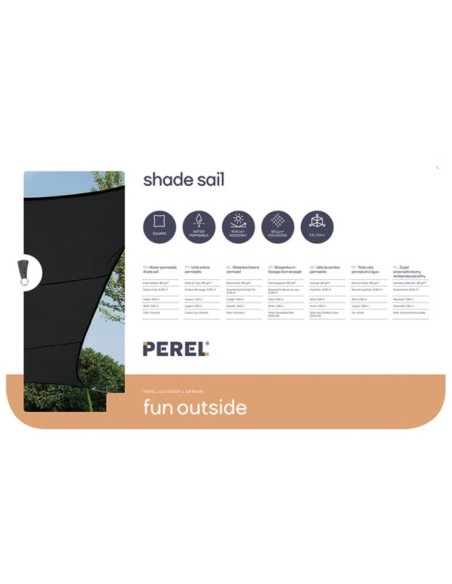VOILE SOLAIRE PERMÉABLE - CARRÉ - 3.6 x 3.6 m - COULEUR: ANTHRACITE