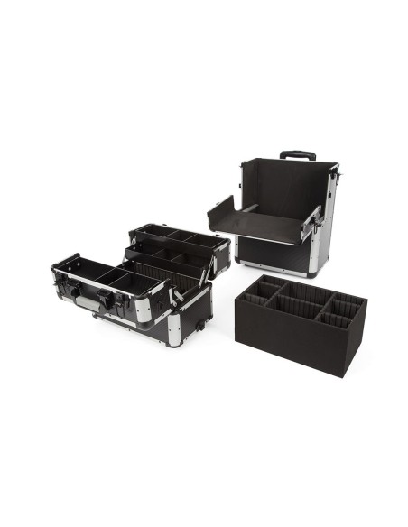 ALUMINIUM TROLLEY CASE -  370 x 225 x 670 mm - BLACK