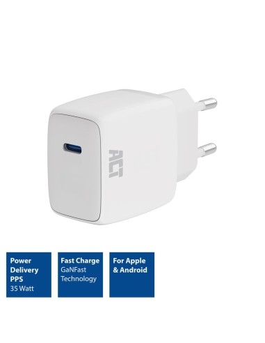 Cargador USB-C de 35 W con Power Delivery PPS y GaNFast