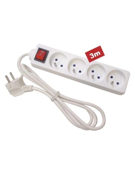 4-FACH-STECKDOSENLEISTE - MIT SCHALTER - KABEL: 3 m - STECKER-TYP E (FRANZÖSISCHES SYSTEM)