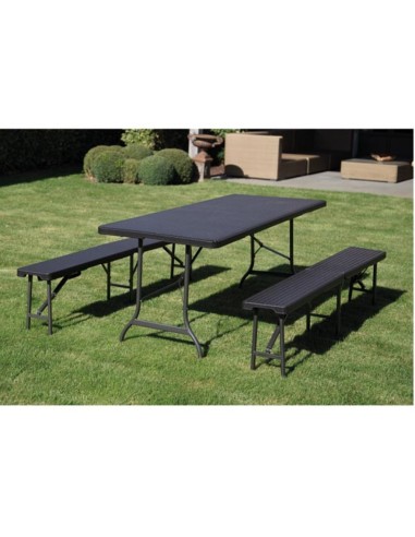 FOLDING BENCH - RATTAN PATTERN - 180 x 25 x 43 cm