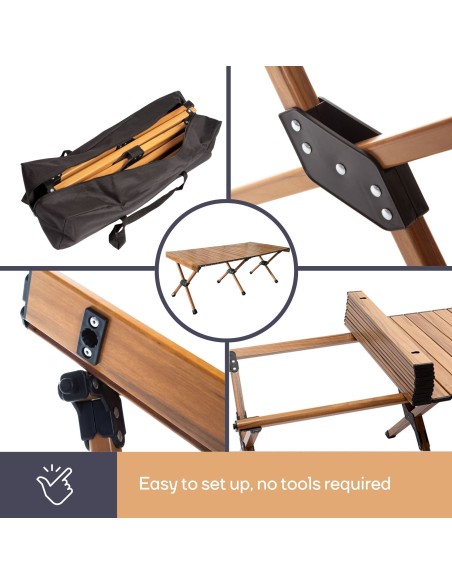 Aluminium opvouwbare campingtafel met opbergtas-120 x 60 x 45