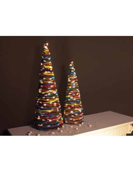 Wool Serie LED - beleuchtete Pyramide - 50 cm - 30 LEDs - Warmweiß - Batterien nicht enthalten