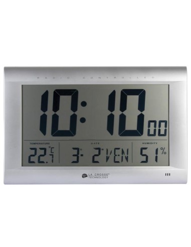 DCF WALL CLOCK WITH CALENDAR, HUMIDITY, TEMPERATURE AND ALARM