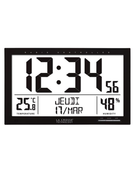 LA CROSSE - DCF CLOCK WITH CALENDAR, TEMPERATURE, HUMIDITY AND ALARM