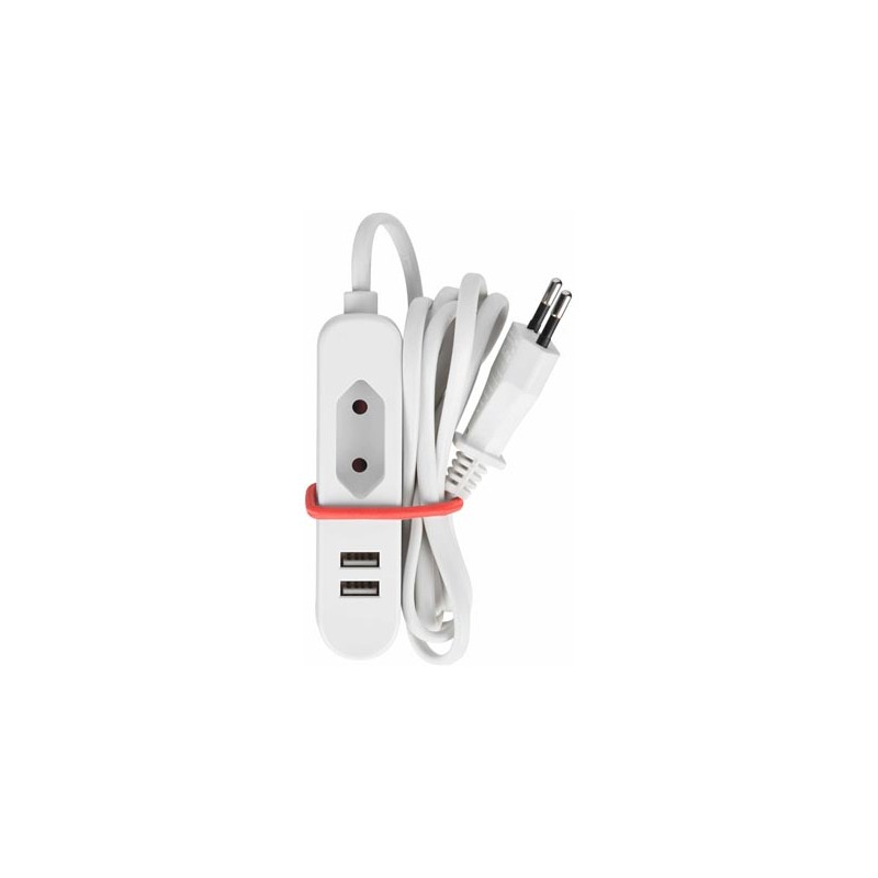 1-WAY EURO SOCKET WITH 2 USB PORTS - IDEAL FOR TRAVEL