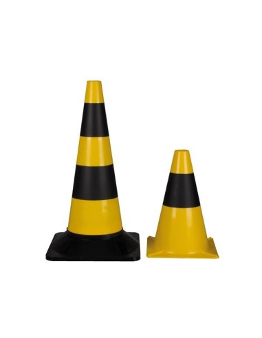 Cône de signalisation jaune/noir - 50 cm