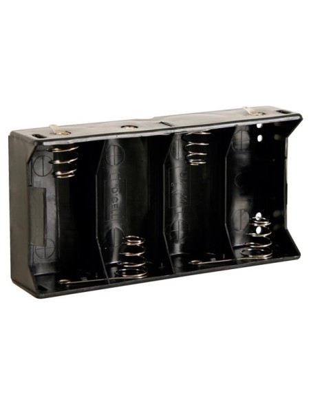BATTERIJHOUDER VOOR 4 x D-CELL (MET SOLDEERLIPPEN)