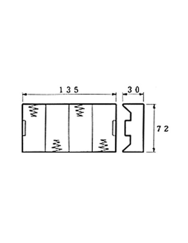 BATTERIJHOUDER VOOR 4 x D-CELL (MET SOLDEERLIPPEN)