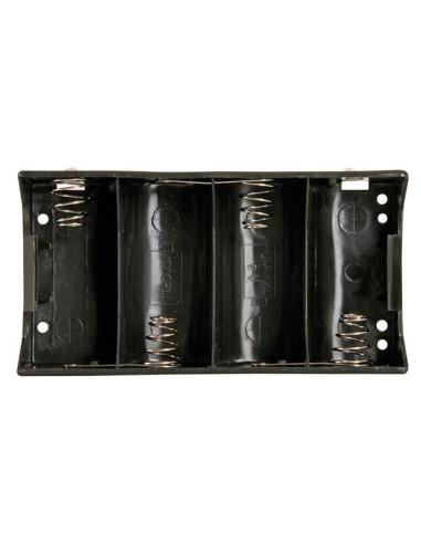 BATTERIJHOUDER VOOR 4 x D-CELL (MET SOLDEERLIPPEN)