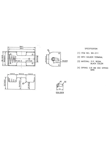 BATTERIEHALTER FÜR 1 x C-BATTERIE (MIT LÖTFAHNEN)