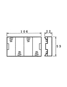 BATTERIJHOUDER VOOR 4 x C-CEL (VOOR BATTERIJCLIPS) 2