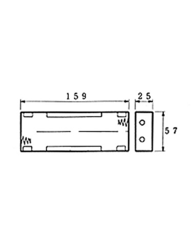 BATTERIJHOUDER VOOR 6 x C-CEL (MET SOLDEERLIPPEN)